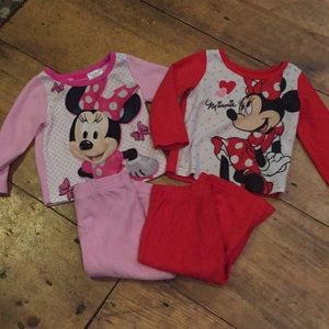 2 Sets Minnie Mouse Fleece Pajamas Girls 12m